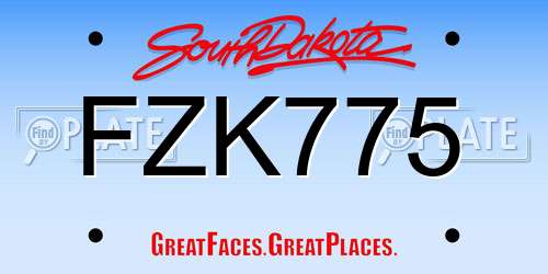 FZK775 South Dakota License Plate