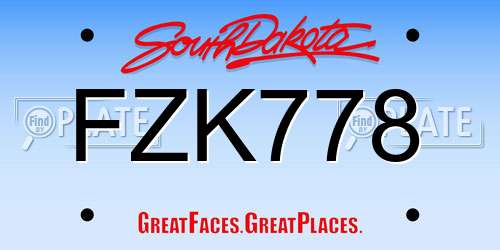 FZK778 South Dakota License Plate