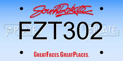 FZT302 South Dakota License Plate