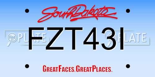 FZT43I South Dakota License Plate