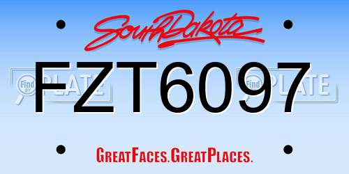 FZT6097 South Dakota License Plate