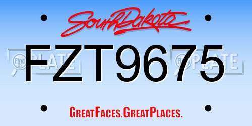 FZT9675 South Dakota License Plate
