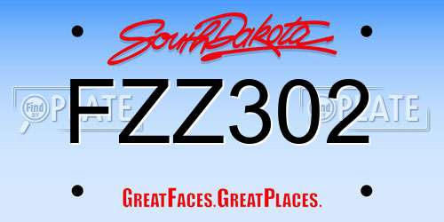 FZZ302 South Dakota License Plate