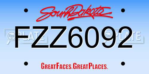 FZZ6092 South Dakota License Plate