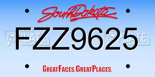 FZZ9625 South Dakota License Plate