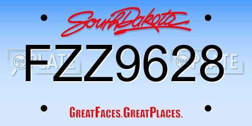 FZZ9628 South Dakota License Plate