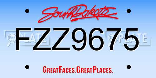 FZZ9675 South Dakota License Plate