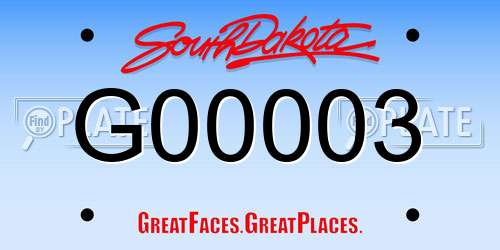 G00003 South Dakota License Plate