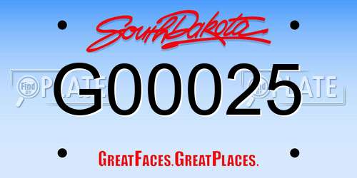 G00025 South Dakota License Plate