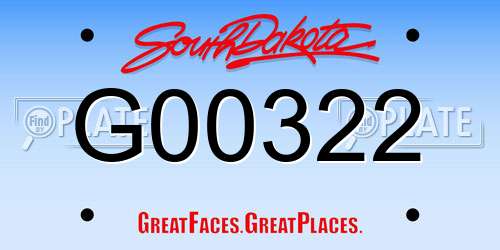 G00322 South Dakota License Plate