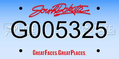 G005325 South Dakota License Plate