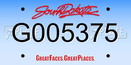 G005375 South Dakota License Plate