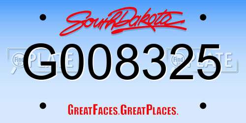 G008325 South Dakota License Plate