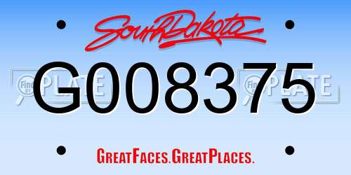 G008375 South Dakota License Plate