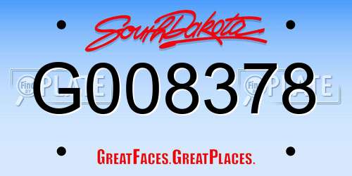 G008378 South Dakota License Plate
