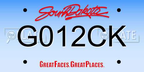 G012CK South Dakota License Plate