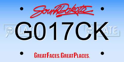 G017CK South Dakota License Plate