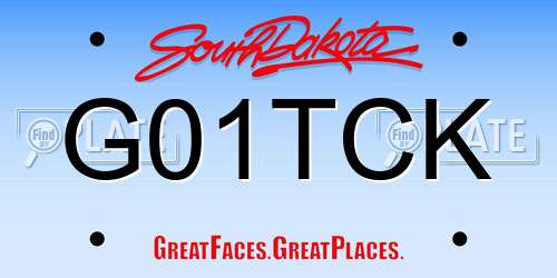 G01TCK South Dakota License Plate