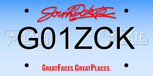 G01ZCK South Dakota License Plate