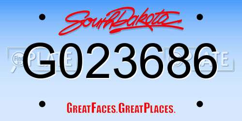 G023686 South Dakota License Plate
