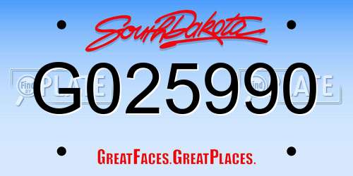 G025990 South Dakota License Plate