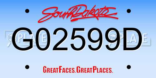 G02599D South Dakota License Plate