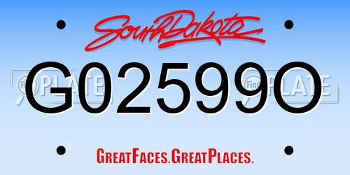 G02599O South Dakota License Plate