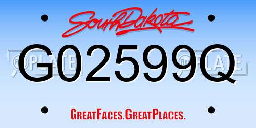 G02599Q South Dakota License Plate
