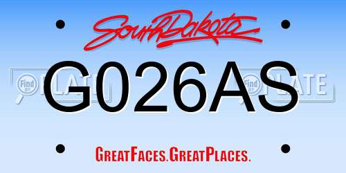G026AS South Dakota License Plate