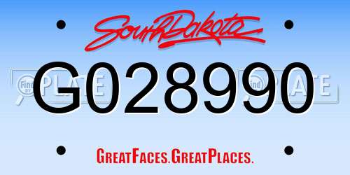 G028990 South Dakota License Plate