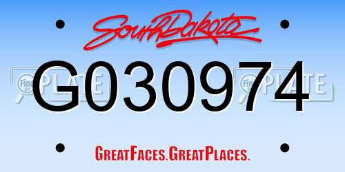 G030974 South Dakota License Plate