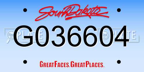 G036604 South Dakota License Plate