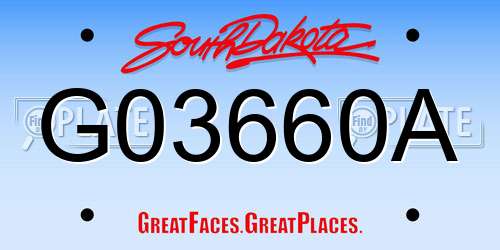 G03660A South Dakota License Plate