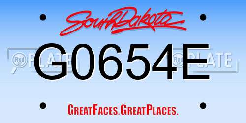 G0654E South Dakota License Plate