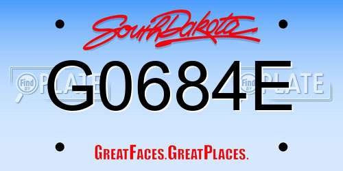 G0684E South Dakota License Plate