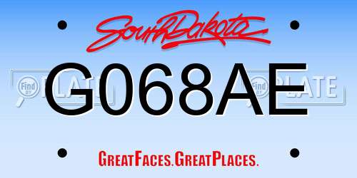 G068AE South Dakota License Plate