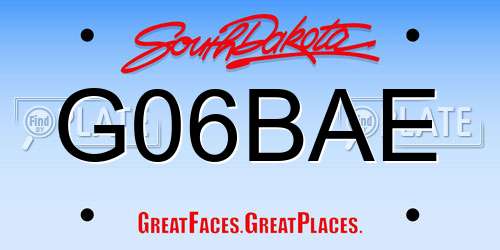 G06BAE South Dakota License Plate