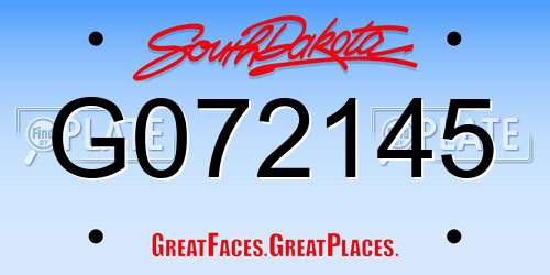 G072145 South Dakota License Plate