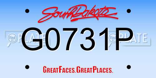 G0731P South Dakota License Plate
