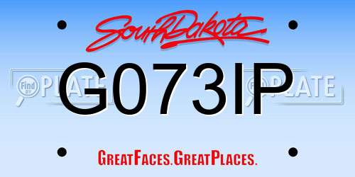 G073IP South Dakota License Plate