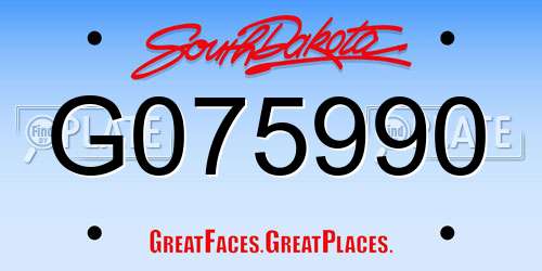 G075990 South Dakota License Plate