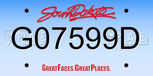 G07599D South Dakota License Plate