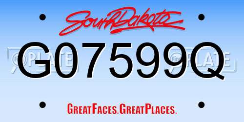 G07599Q South Dakota License Plate