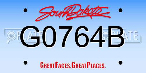G0764B South Dakota License Plate