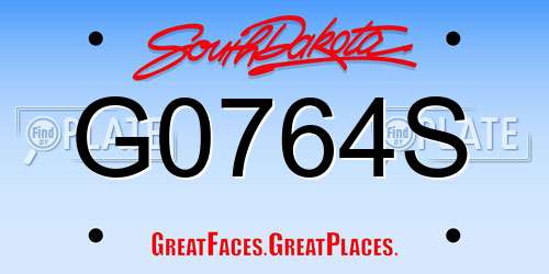 G0764S South Dakota License Plate