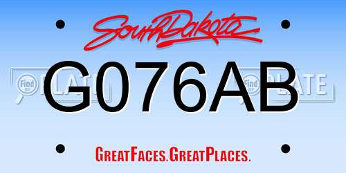 G076AB South Dakota License Plate