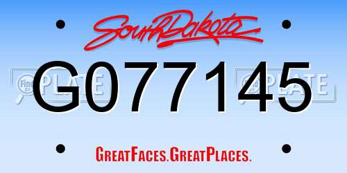 G077145 South Dakota License Plate