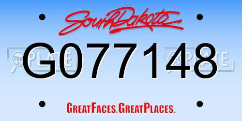 G077148 South Dakota License Plate