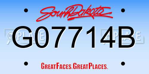 G07714B South Dakota License Plate