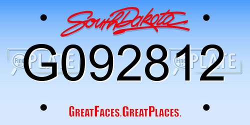 G092812 South Dakota License Plate